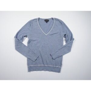 Club Monaco Sweater Mens Small Blue Vneck Knit Lightweight Wool Preppy Adult